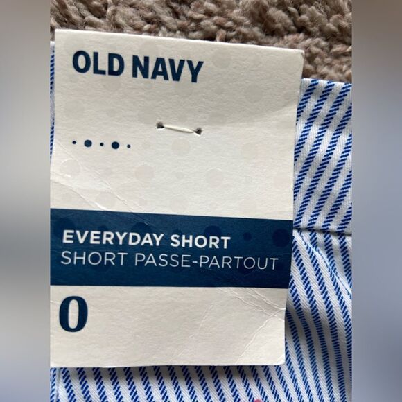 Old Navy Women's Everyday Short Sz 0 Blue White Stripe Floral Flat Front Shorts - Picture 7 of 11